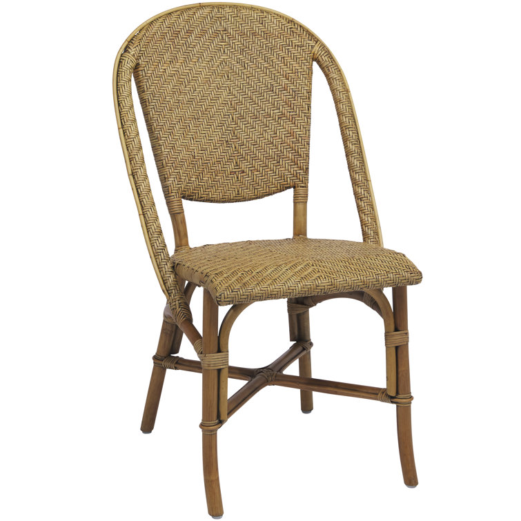 Antique Rattan Cane Side Chair with Herringbone Weave