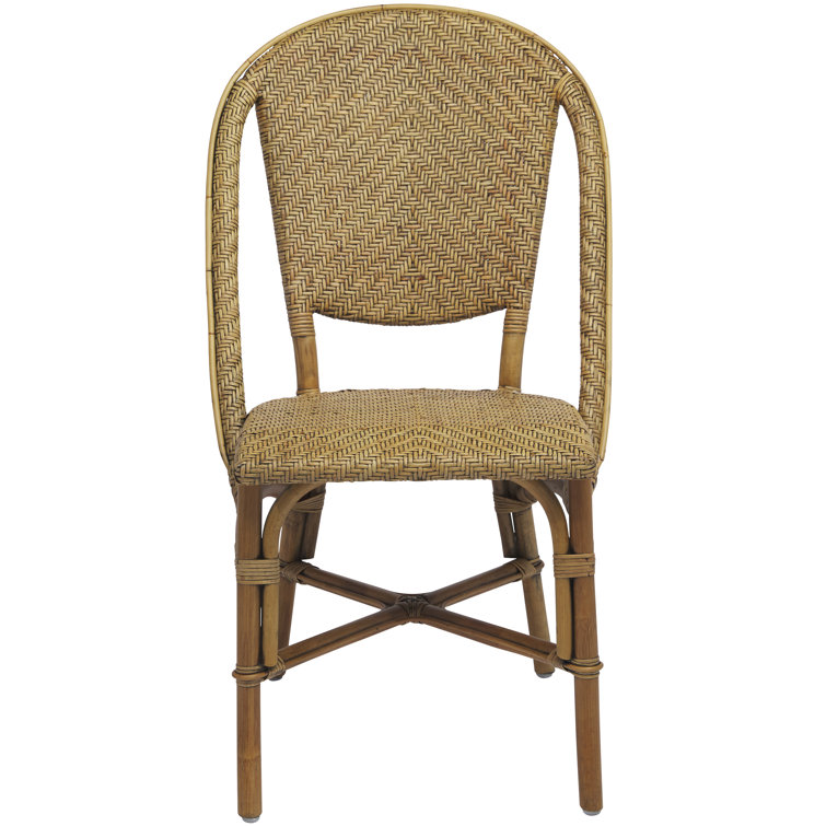 Antique Rattan Cane Side Chair with Herringbone Weave