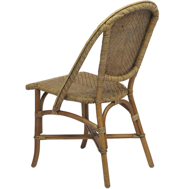 Antique Rattan Cane Side Chair with Herringbone Weave