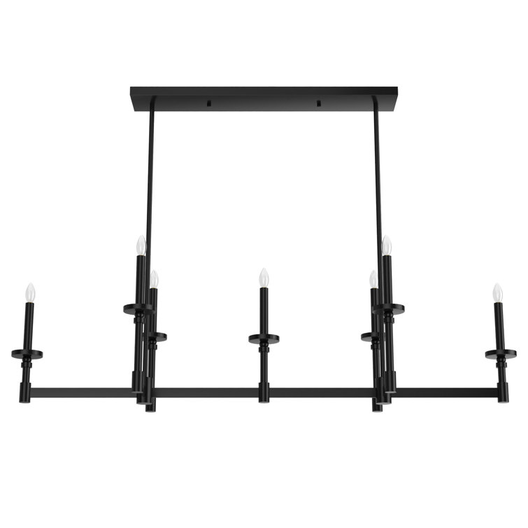 Briargrove Matte Black 7-Light Modern Linear Candle Chandelier