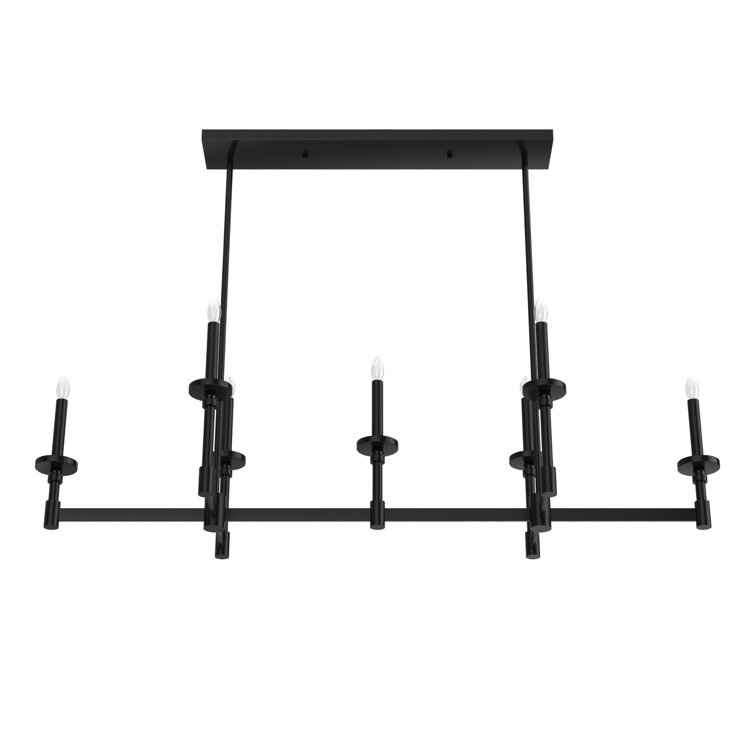 Briargrove Matte Black 7-Light Modern Linear Candle Chandelier