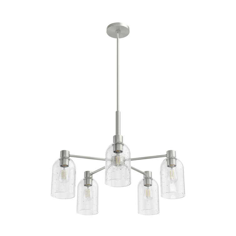 Lochemeade 5-Light Brushed Nickel Seeded Glass Chandelier