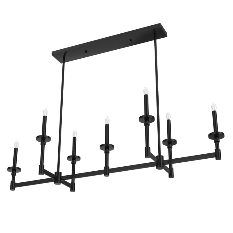 Briargrove Matte Black 7-Light Modern Linear Candle Chandelier