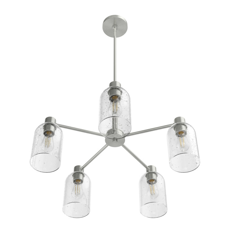 Lochemeade 5-Light Brushed Nickel Seeded Glass Chandelier