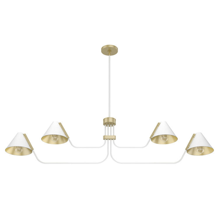 Matte White Mid-Century Inspired 4-Light Geometric Chandelier