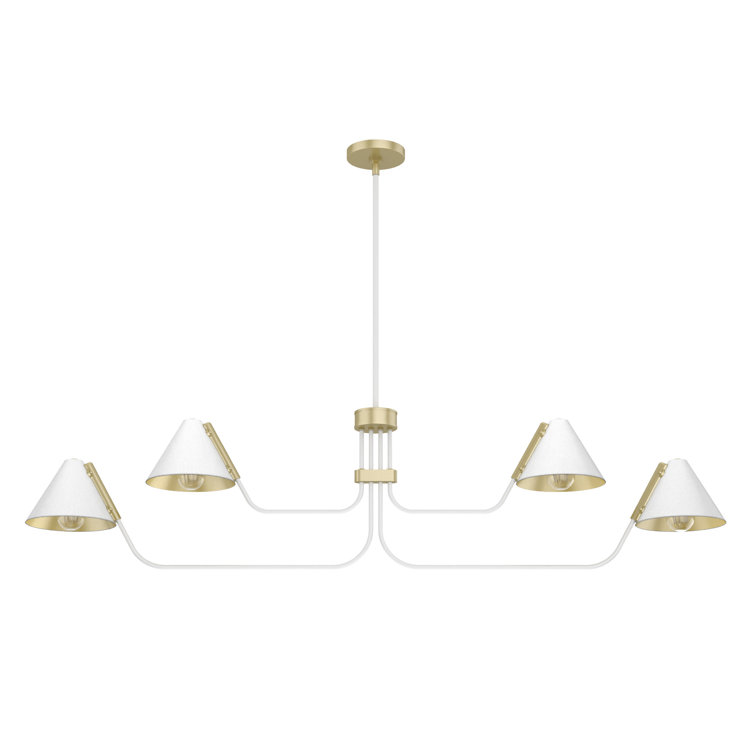 Matte White Mid-Century Inspired 4-Light Geometric Chandelier