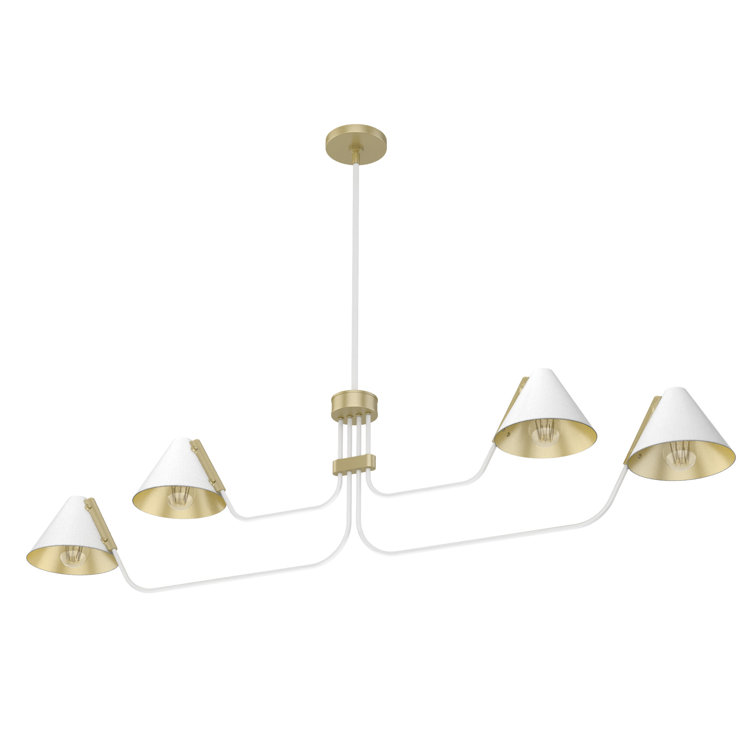Matte White Mid-Century Inspired 4-Light Geometric Chandelier