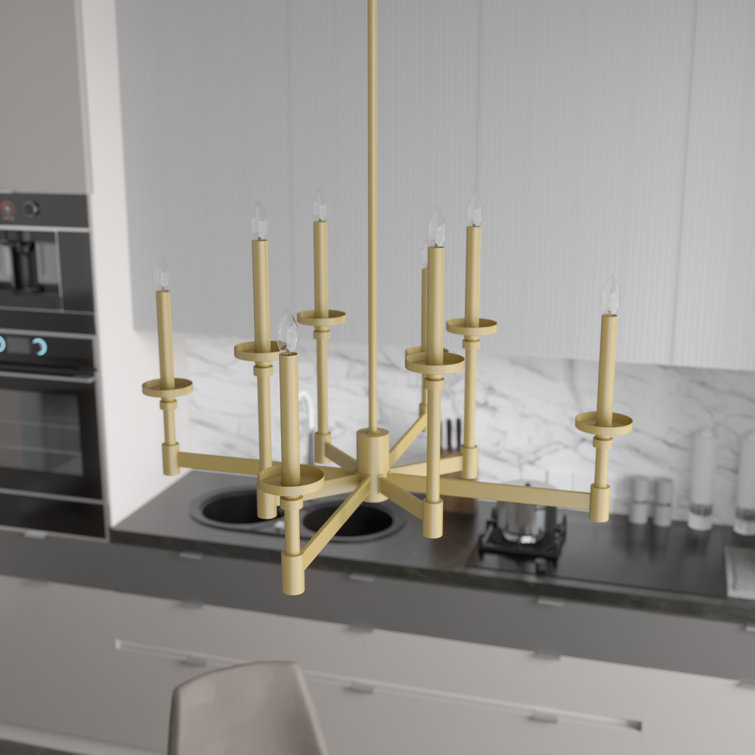 Hunter Briargrove Modern Brass 8-Light Tiered Candle Chandelier