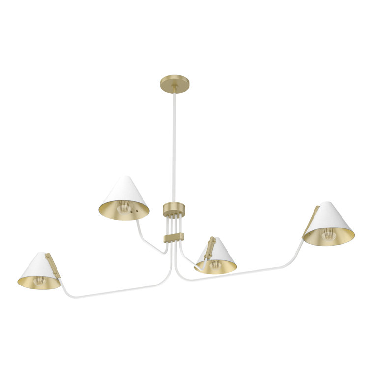Matte White Mid-Century Inspired 4-Light Geometric Chandelier