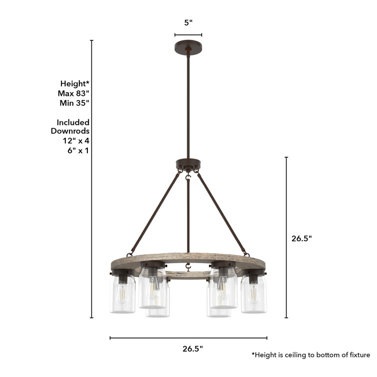 Onyx Bengal Rustic Wood & Bronze 6-Light Chandelier