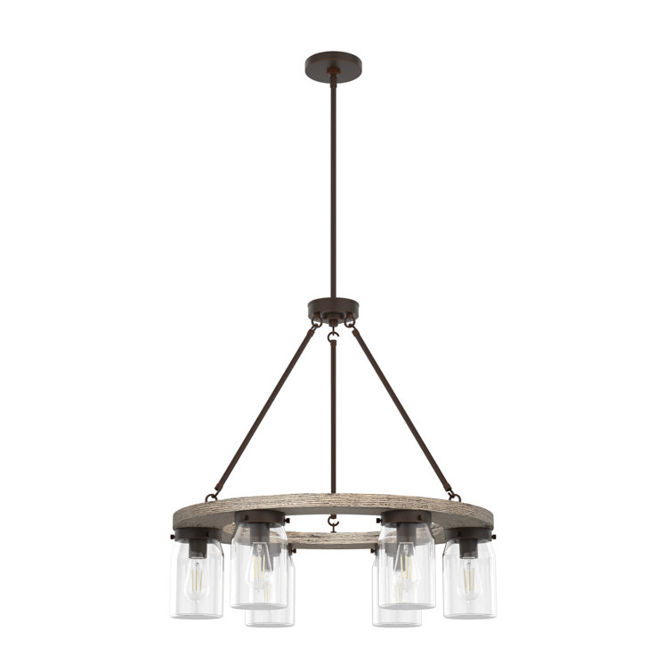 Onyx Bengal Rustic Wood & Bronze 6-Light Chandelier