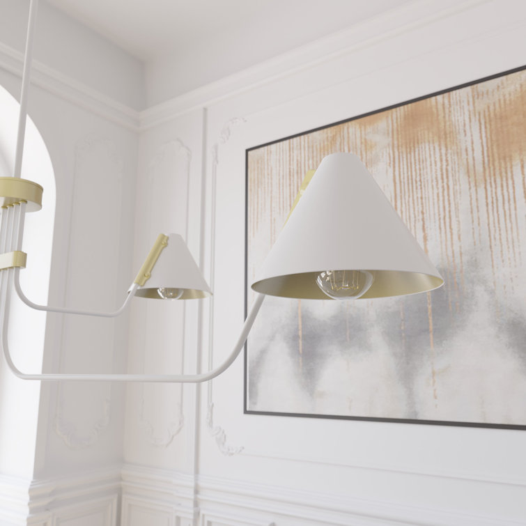 Matte White Mid-Century Inspired 4-Light Geometric Chandelier