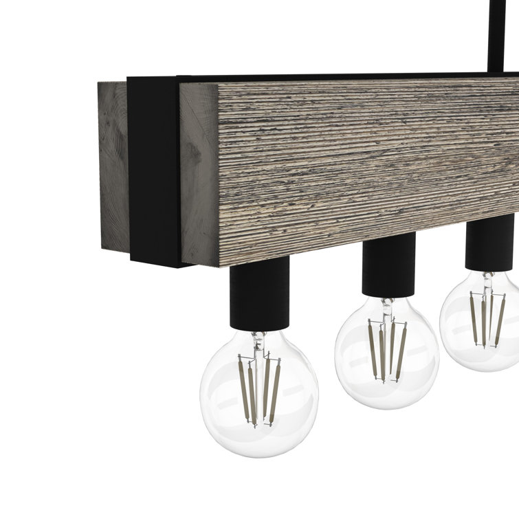 Donelson Rustic Iron 9-Light Wood Accented Linear Chandelier
