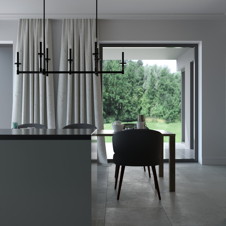 Briargrove Matte Black 7-Light Modern Linear Candle Chandelier