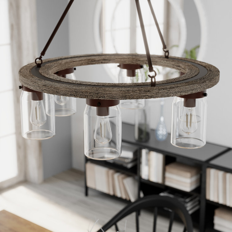 Onyx Bengal Rustic Wood & Bronze 6-Light Chandelier