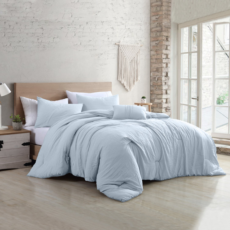King Light Blue Reversible Down Alternative Microfiber Comforter Set