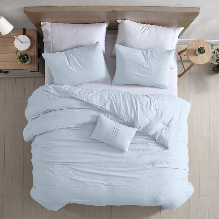 King Light Blue Reversible Down Alternative Microfiber Comforter Set