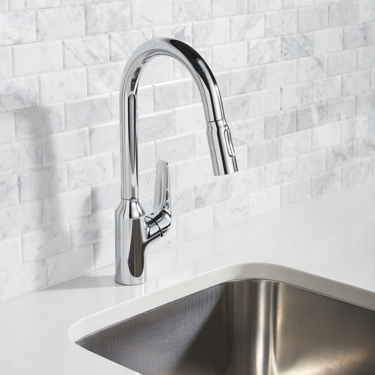 Chrome Single-Handle Pull-Down Kitchen Faucet with Spray
