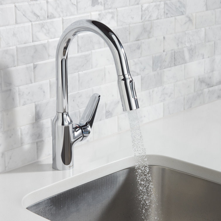 Chrome Single Handle Pull-Down Kitchen Faucet with Spray