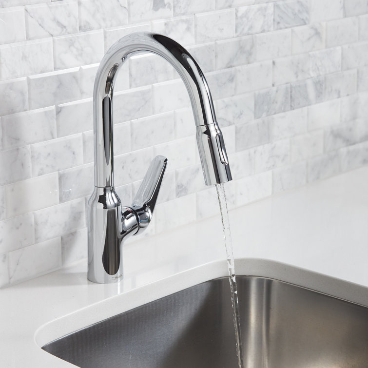 Chrome Single Handle Pull-Down Kitchen Faucet with Spray
