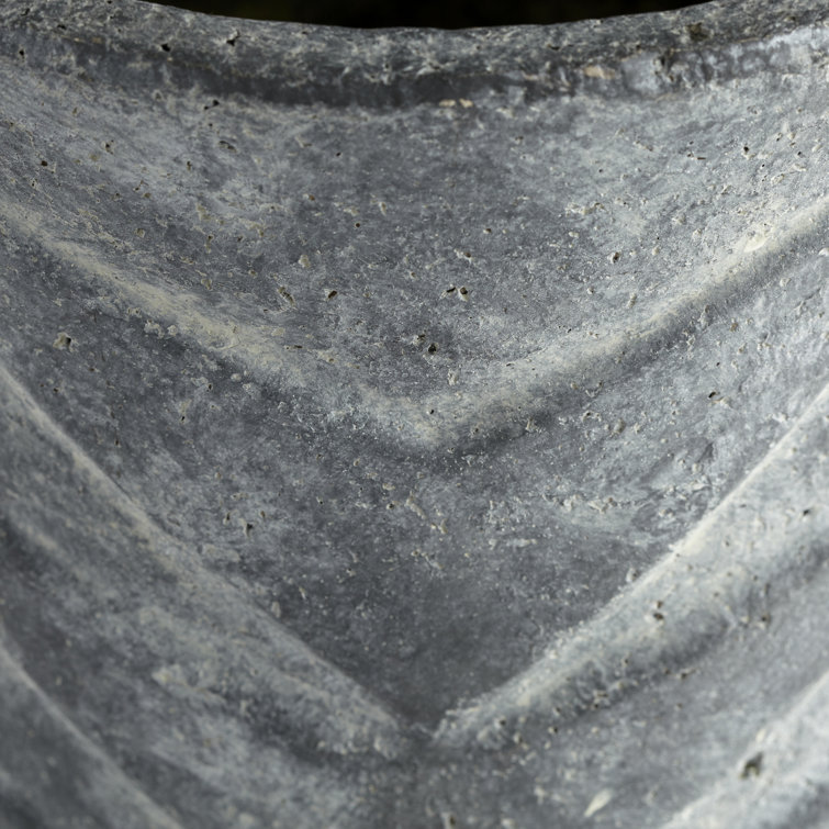Pewter Gray Ceramic Chevron Pattern Planter, 15"