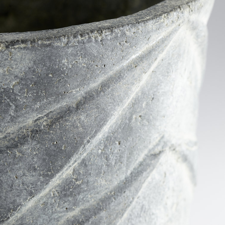 Pewter Gray Ceramic Chevron Pattern Planter, 15"