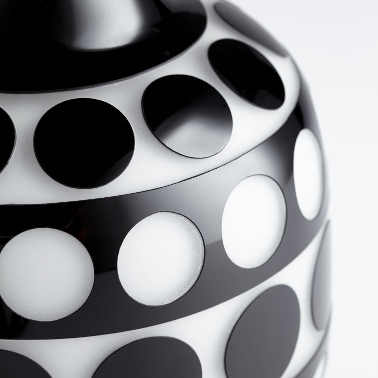 Monochrome Polka Dot Glass Bud Vase 11" H x 7" W