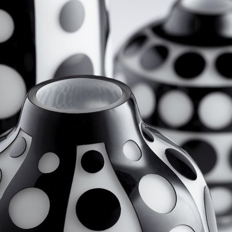 Monochrome Polka Dot Glass Bud Vase 11" H x 7" W