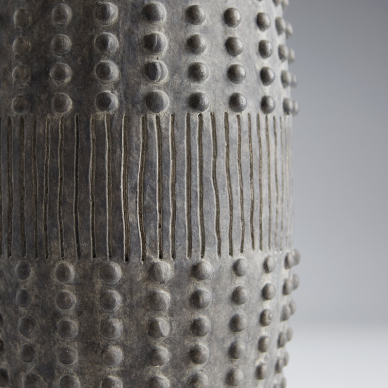 Gray Ceramic Ribbed Decorative Table Vase