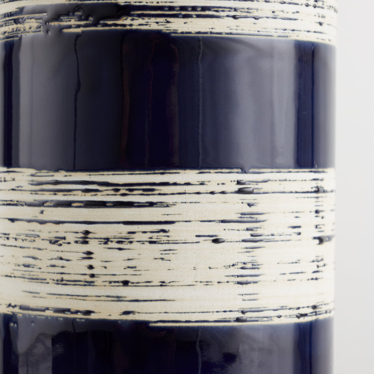 Bristle Brush Blue Linen Shade 1-Light Table Lamp
