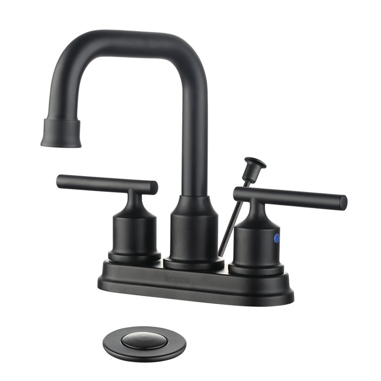 Matte Black Nickel 2-Handle Centerset Bathroom Faucet with Easy Install Drain
