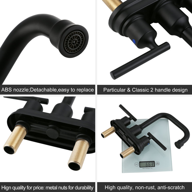 Matte Black Nickel 2-Handle Centerset Bathroom Faucet with Easy Install Drain