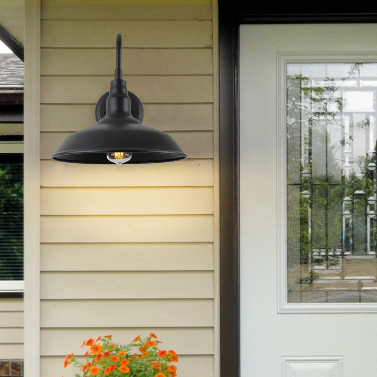 Matte Black Metal Gooseneck Outdoor Wall Sconce