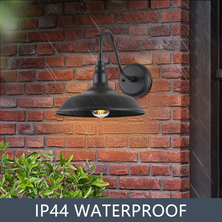 Matte Black Metal Gooseneck Outdoor Wall Sconce
