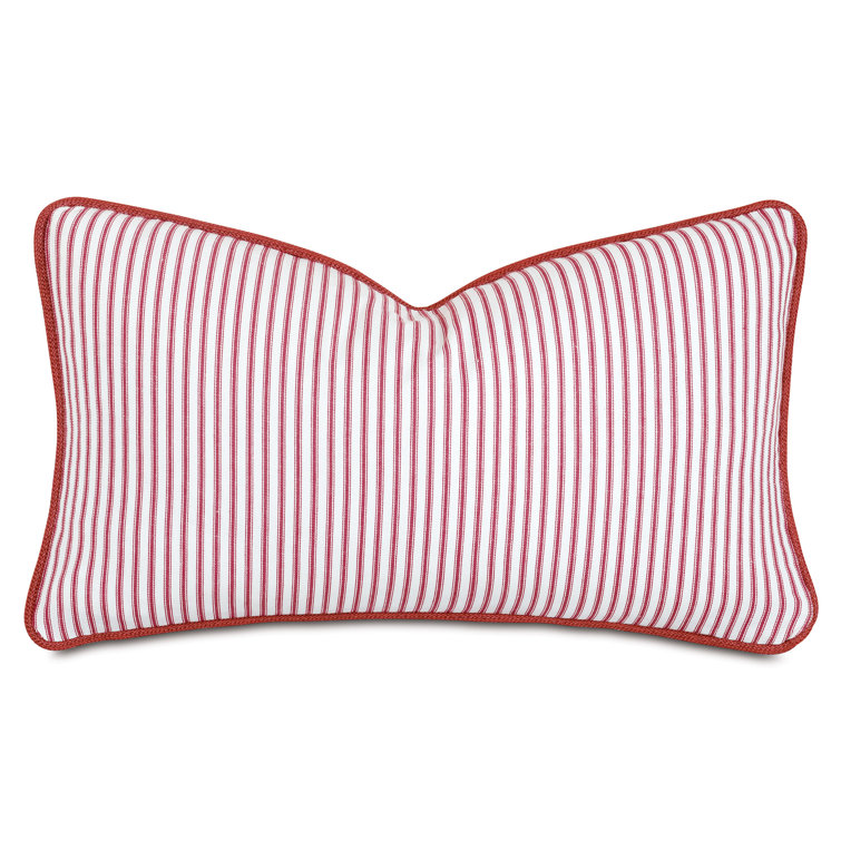 Red and White Striped Rectangular Cotton Pillow