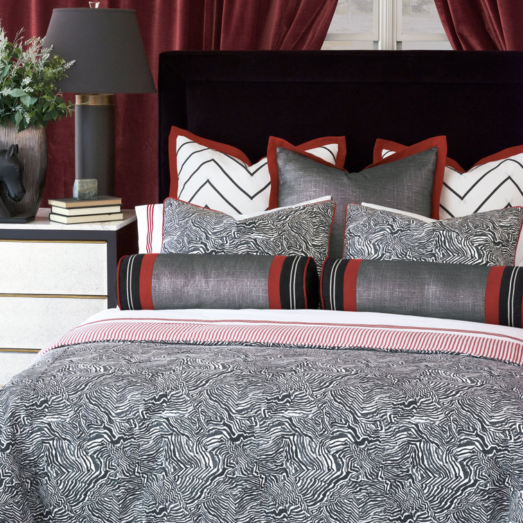 Percival Queen Black and White Cotton Blend Duvet Cover Set