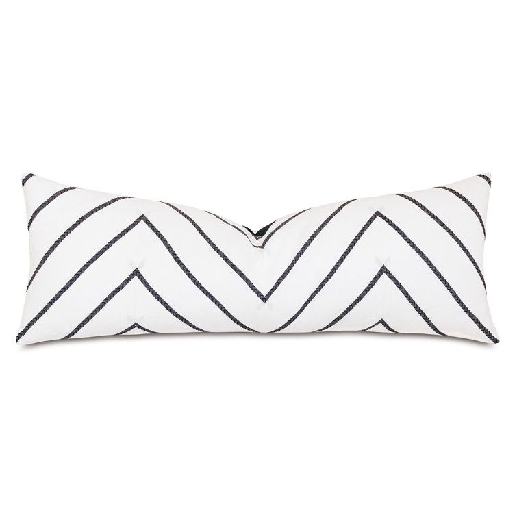 Percival White and Black Chevron Linen Blend Lumbar Pillow