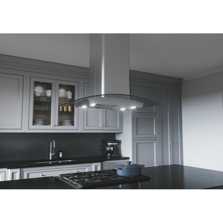Milano 36" Stainless Steel Convertible Island Range Hood