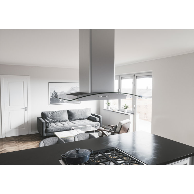 Milano 36" Stainless Steel Convertible Island Range Hood