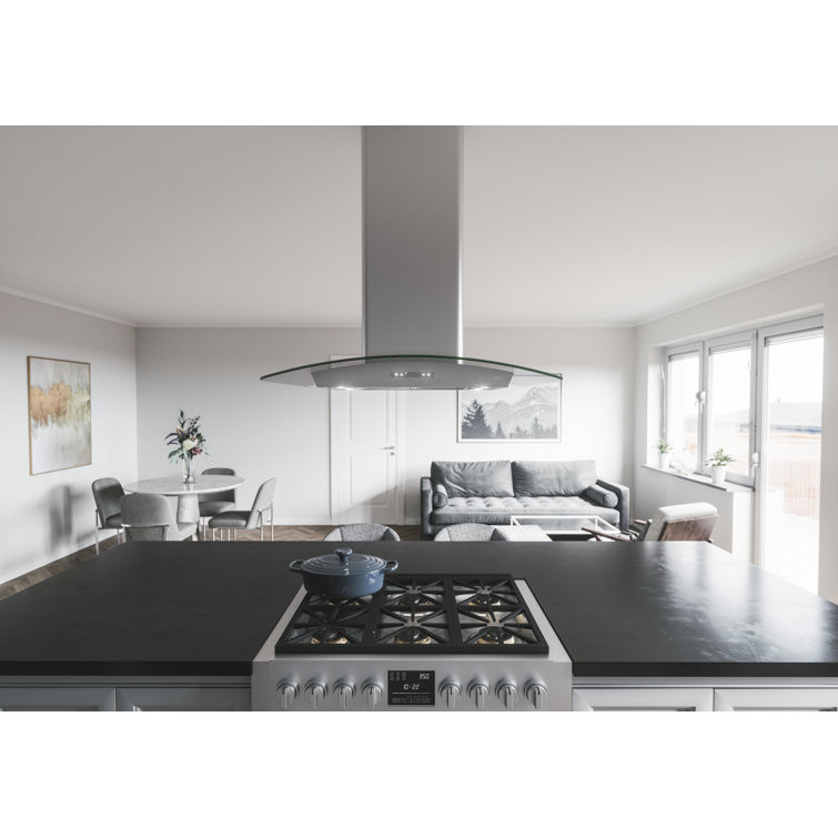 Milano 36" Stainless Steel Convertible Island Range Hood