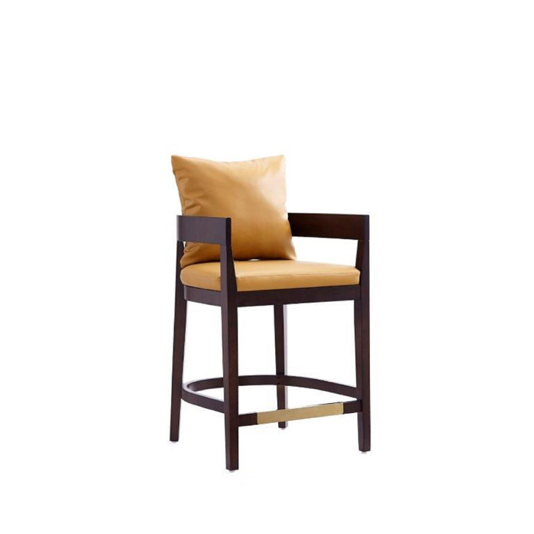 Ritz Camel Leatherette 34" Dark Walnut Beech Wood Counter Stool