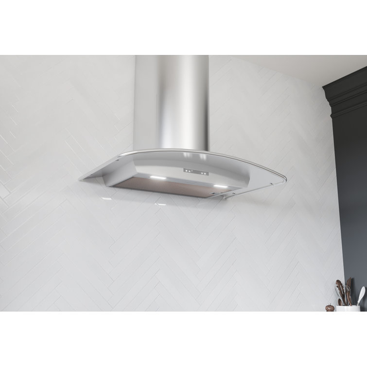 Milano 36" Curved Canopy Convertible Wall Mount Range Hood in Stainless Steel
