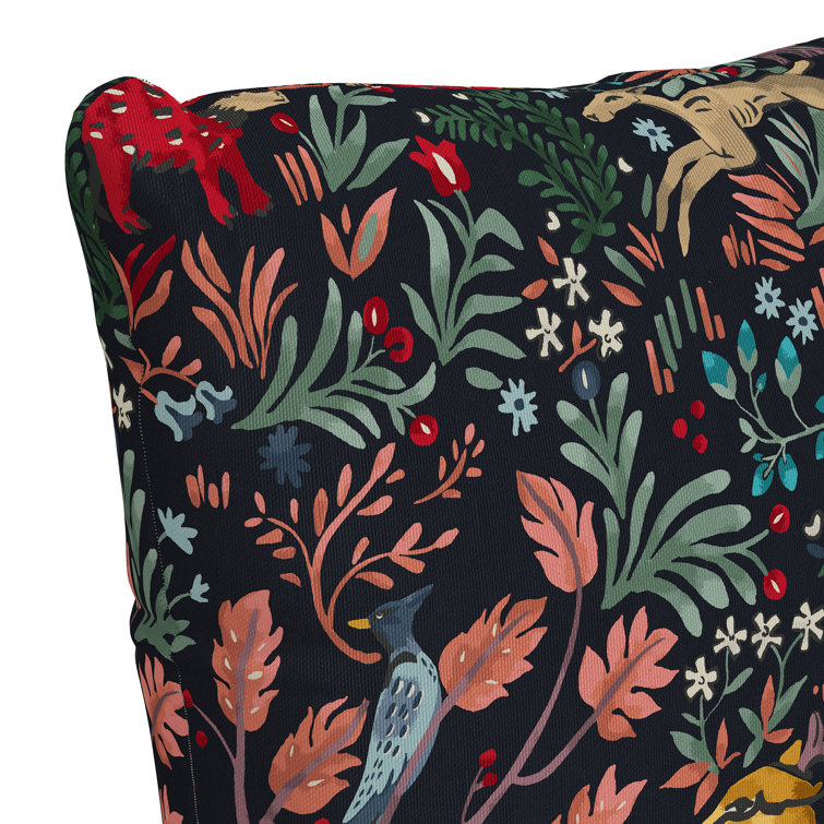 18" x 18" Navy Forest-Inspired Polyester Outdoor Throw Pillow