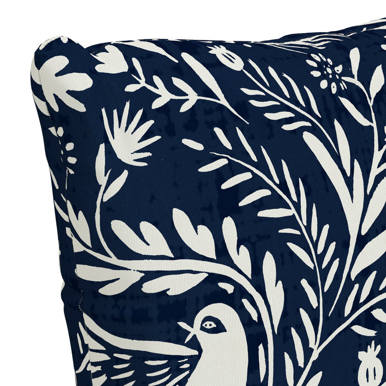 Navy and White Reversible Polyester Outdoor Throw Pillow Set