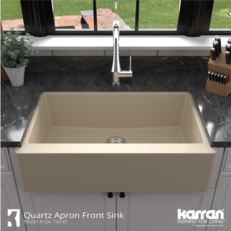Bisque Quartz Composite Farmhouse Single Bowl Kitchen Sink