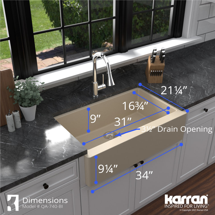 Bisque Quartz Composite Farmhouse Single Bowl Kitchen Sink