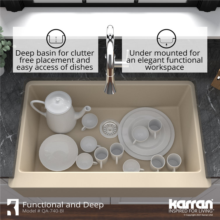 Bisque Quartz Composite Farmhouse Single Bowl Kitchen Sink