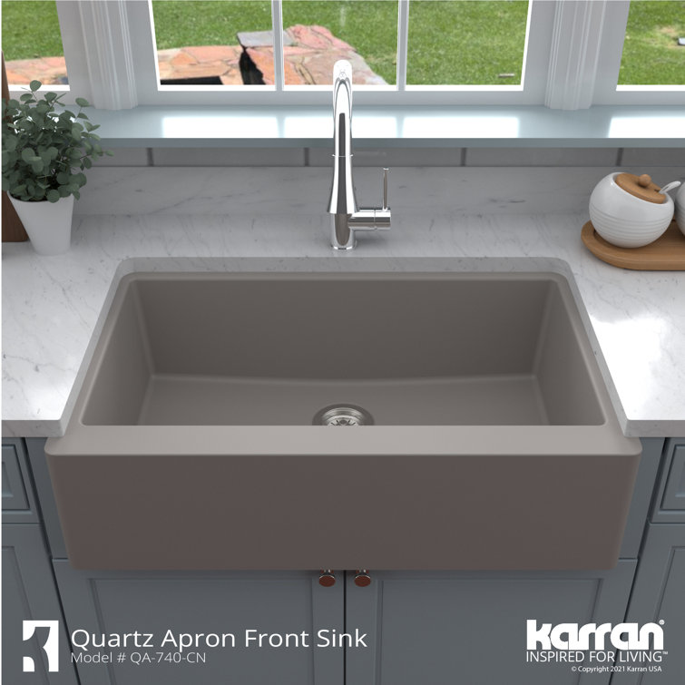 Concrete Gray Quartz Farmhouse Single Bowl Kitchen Sink