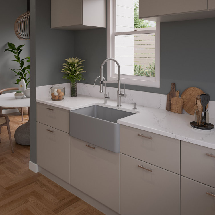 Gray Matte Fireclay 30" Single Bowl Farmhouse Sink