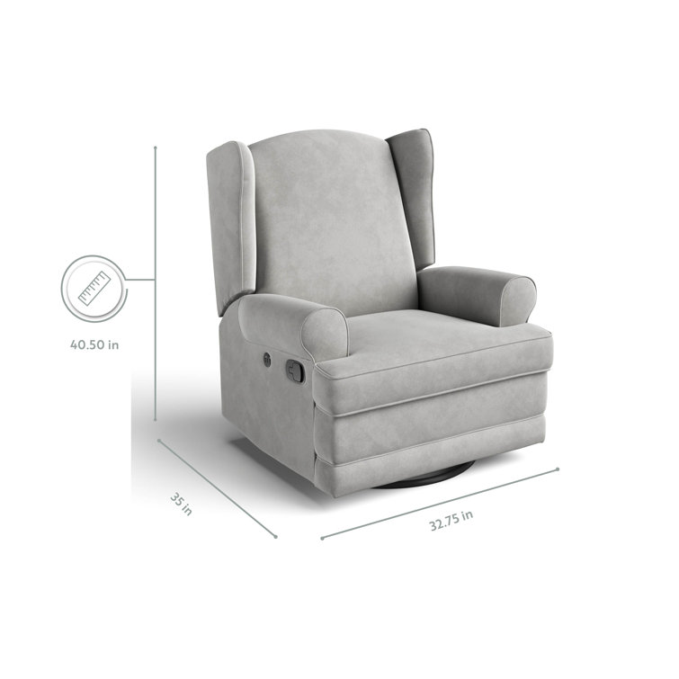 Serenity Wingback Steel Gray Swivel Recliner with USB Port